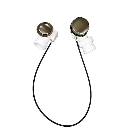 Jones Stephens Satin Nickel 27in. Cable Driven Bath Waste Kit, Tubular Half Kit, PVC P37514